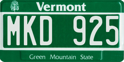 VT license plate MKD925