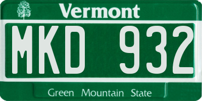 VT license plate MKD932