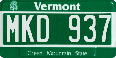 VT license plate MKD937