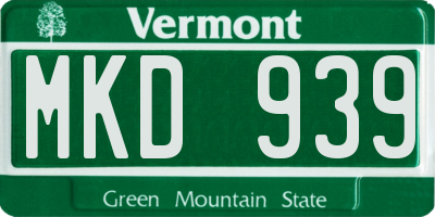VT license plate MKD939