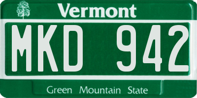 VT license plate MKD942