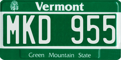 VT license plate MKD955