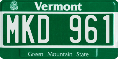 VT license plate MKD961
