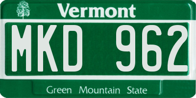 VT license plate MKD962
