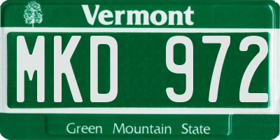 VT license plate MKD972