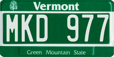 VT license plate MKD977