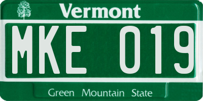 VT license plate MKE019