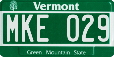 VT license plate MKE029