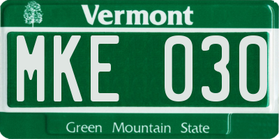 VT license plate MKE030