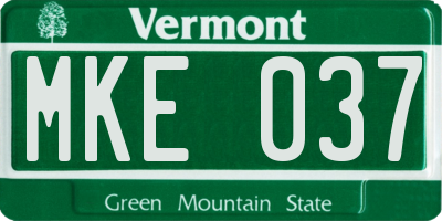 VT license plate MKE037