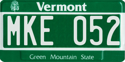 VT license plate MKE052