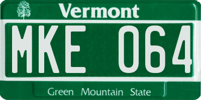 VT license plate MKE064