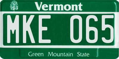 VT license plate MKE065