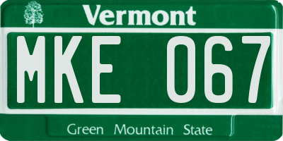 VT license plate MKE067