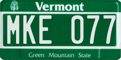 VT license plate MKE077