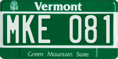 VT license plate MKE081