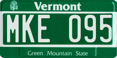 VT license plate MKE095