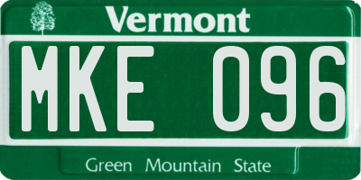 VT license plate MKE096