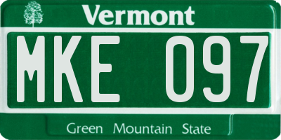 VT license plate MKE097