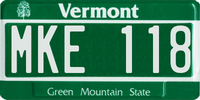 VT license plate MKE118