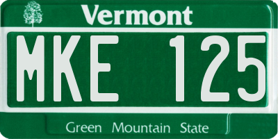 VT license plate MKE125