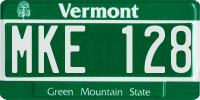 VT license plate MKE128