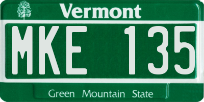 VT license plate MKE135