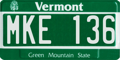 VT license plate MKE136