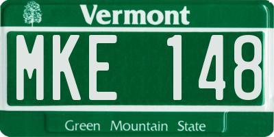 VT license plate MKE148