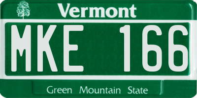 VT license plate MKE166