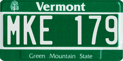 VT license plate MKE179
