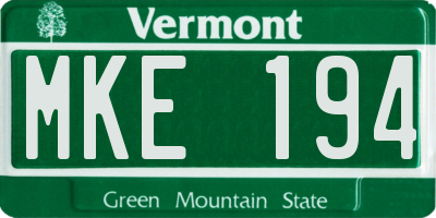 VT license plate MKE194