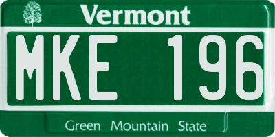 VT license plate MKE196
