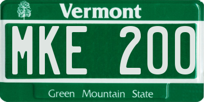 VT license plate MKE200
