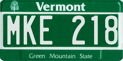 VT license plate MKE218