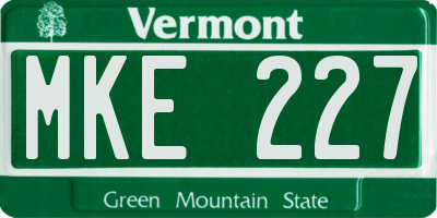 VT license plate MKE227