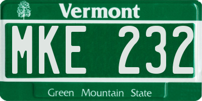 VT license plate MKE232