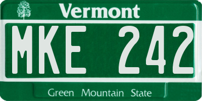 VT license plate MKE242