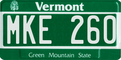 VT license plate MKE260