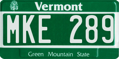 VT license plate MKE289