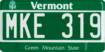 VT license plate MKE319