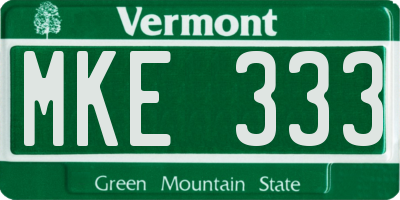 VT license plate MKE333