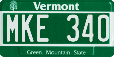 VT license plate MKE340