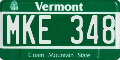 VT license plate MKE348
