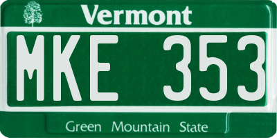VT license plate MKE353