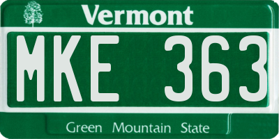 VT license plate MKE363
