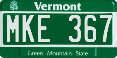 VT license plate MKE367