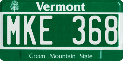 VT license plate MKE368