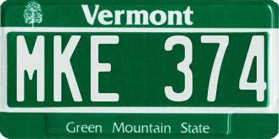 VT license plate MKE374
