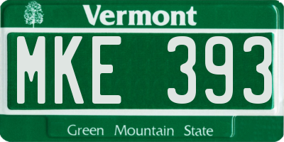 VT license plate MKE393